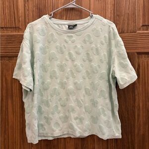 Disney Light Green Mickey Embossed Women's Tee